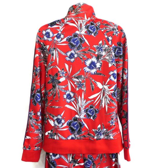 Massey's Track Set Hawaiian Floral Blue Red Pockets Zip Front Red Racing Stripes - Picture 7 of 14